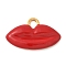 304 Stainless Steel Enamel Pendants, Lip Charm, Real 18K Gold Plated, Red, 21x34x3mm, Hole: 5x4mm