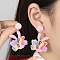 Easter Acrylic Dangle Stud Earrings, Rabbit, Pink, 48x33mm