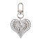 Brass Pendant Decorations, with Alloy Swivel Clasps, Platinum, Heart, 71mm