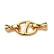 Brass Fold Over Clasps, Nickel Free, Oval, Real 18K Gold Plated, 33.5mm