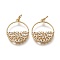 Brass Micro Pave Clear Cubic Zirconia Pendants, Long-Lasting Plated, with Jump Rings, Flat Round, Real 18K Gold Plated, 17x15x1.5mm, Jump Ring: 5x1mm, 3mm Inner Diameter
