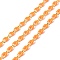 Brass Enamel Curb Chains, Soldered, with Spools, Real 18K Gold Plated, Orange, 7x3x1.7mm
