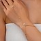 Simple Style 304 Stainless Steel Rhinestone Link Ring Bracelets, Flower, Golden, 6-1/4 inch(16cm)
