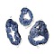Dyed Natural Druzy Agate links, with Brass Edged, Silver Color Plated, Marine Blue, 36.5~79x21~44x6.5~9mm, Hole: 2.5mm