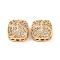 Brass Micro Pave Clear Cubic Zirconia Beads, Square, Real 18K Gold Plated, 11x11x7mm, Hole: 1.8mm