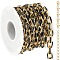 304 Stainless Steel Enamel Cable Chains, Oval, Unwelded, Ion Plating(IP), Golden, Black, 11x8x2mm