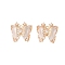 Brass Pendants with Clear Glass, Butterfly, Golden, 15x18x7mm, Hole: 1x2mm