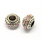Alloy Rhinestone European Beads, Rondelle Large Hole Beads, Light Rose, 11x7mm, Hole: 4.5mm