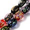 Handmade Dichroic Foil Glass Beads Strands, Oval, Mixed Color, 10x14mm, Hole: 1.6mm, about 28pcs/strand, 15.35''(39cm)