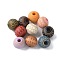 Wood Beads, Round with Mesh Pattern, Mixed Color, 10x9mm, Hole: 3mm