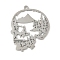 304 Stainless Steel Pendants, Skull with Tree Charm, Laser Cut, Anti-Tarnish, Stainless Steel Color, 38.5x31.5x1.5mm, Hole: 2mm