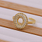Brass Micro Pave Clear Cubic Zirconia Initial Cuff Rings, Golden, Letter O, Inner Diameter: Adjustable
