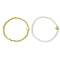 2Pcs 2 Colors Alloy Cross Link Bracelets, 4mm Round Brass Beaded Stretch Bracelets for Women, Mixed Color, Inner Diameter: 2-1/8 inch(5.5cm), 1pc/color