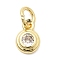 Brass Cubic Zirconia Charms, Flat Round Charms, Cadmium Free & Lead Free, Real 18K Gold Plated, Long-Lasting Plated, Clear, 8x6x2.5mm, Hole: 3mm