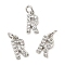 Brass Micro Pave Grade AAA Cubic Zirconia Charms, Letter R, Cadmium Free & Nickel Free & Lead Free, Real Platinum Plated, 9x5x1.5mm, Hole: 2mm