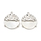 304 Stainless Steel Pendants, with Shell, Flat Round Charm, Stainless Steel Color, 17.5x15x1.5mm, Hole: 1.2mm