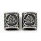 Retro 304 Stainless Steel Slide Charms, Rectangle with Triangular knot Pattern, Antique Silver, 12x11x7mm, Hole: 8.5x4.5mm