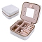 Square Velvet Jewelry Organizer Zipper Boxes, Portable Travel Jewelry Case with Mirror Inside, for Earrings, Necklaces, Rings, White, 10x10x5cm