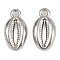 Ocean Themes Alloy Pendants, Shell Shape, Platinum, 16x8x4mm, Hole: 1.8mm