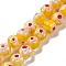 Handmade Millefiori Lampwork Beads Strands, Round, Gold, 8mm, Hole: 0.7mm, about 48pcs/strand, 14.37''(36.5cm)