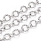 Iron Round Ring Link Chains, Unwelded, with Spool, Platinum, 12.5x2.5mm, about 32.81 Feet(10m)/Roll
