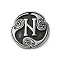 Rune Letters Alloy Pendants, Round, Antique Silver, 25x3mm, Hole: 1.6mm