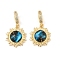 Starry Sky Style Brass Micro Pave Clear Cubic Zirconia Pendants, Sun, with Resin, Rack Plating, Long-Lasting Plated, Lead Free & Cadmium Free, Real 18K Gold Plated, Deep Sky Blue,Real 18K Gold Plated, 25.5mm, Hole: 4.5mm