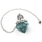 Synthetic Turquoise Chip & Resin Dowsing Pendulum Big Pendants, with Platinum Plated Metal Tree of Life, Diamond Charm, 290mm