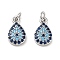 Brass Micro Pave Cubic Zirconia Pendants, with Jump Rings, Teardrop Charms, Platinum, 11x6.5x2.5mm, Hole: 2mm