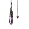 Natural Amethyst Dowsing Pendulum Big Pendants, with Red Copper Plated Metal Cone, Hexagonal Cone Charm, 260mm