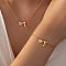 Heart Brass Pendant Necklaces & Charm Bracelets Sets, Golden, Letter T, 400mm