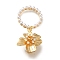 Brass with Cubic Zirconia Pendants, with ABS Imitation Pearl, Flower, Real 18K Gold Plated, 32mm