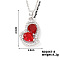 Elegant and Unique Style Brass & Glass Lock Collar Heart Pendant Necklaces for Women, Platinum, Red, 15.75 inch(40cm)