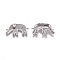Brass Micro Pave Cubic Zirconia Links connectors, Elephant, Clear, Platinum, 13.5x24x4mm, Hole: 1mm