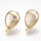 Brass Stud Earring Findings, with Loop, Teardrop, Nickel Free, Real 18K Gold Plated, 18x11mm, Hole: 1.6mm, Pin: 0.8mm