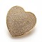 Brass Twister Clasps, with Cubic Zirconia, Lead Free & Cadmium Free & Nickel Free, Heart, Clear, Golden, 28.5x28.5x14mm
