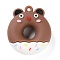 PVC Plastic Pendants, Doughnut with Bear, Sienna, 41x36x13mm, Hole: 3mm