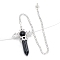 Natural Obsidian Dowsing Pendulum Big Pendants, with Platinum Plated Metal Findings, Hexagonal Angel Scepter Charm, 320mm