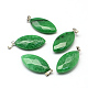 Faceted Horse Eye Malaysia Jade Pendants with Platinum Tone Brass Findings G-R316-03-1