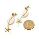 Серьги-гвоздики из натуральной раковины с подвеской в виде морской звезды для девочек и женщин EJEW-JE04663-4