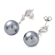 Shell Pearl Round Dangle Stud Earrings with Cubic Zirconia EJEW-Z024-06P-2