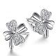 Real Platinum Plated Brass Four Leaf Clover Stud Earrings EJEW-EE0001-231-1