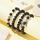 4Pcs 4 Style Natural Silver Obsidian & Lava Rock Stretch Bracelets Set BJEW-JB09480-3