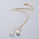 Pendant Necklaces and Ear Studs Jewelry Sets SJEW-JS01064-03-3