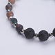 Natural Indian Agate & Lava Bead Stretch Bracelets BJEW-JB03500-01-3