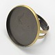 Adjustable Brushed Antique Bronze Eco-Friendly Brass Pad Ring Setting Components KK-M164-04AB-B-NR-1
