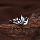 ファッションヴィンテージ真鍮の指の指輪  イルカ  アンティークシルバー  usサイズ7（17.3mm） RJEW-BB24248-7-5