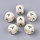 Printed Natural Wood Beads X-WOOD-T026-001A-2