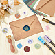 Brass Wax Seal Stamps with Rosewood Handle AJEW-WH0412-0233-4