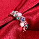Ottone grazioso colorati anelli di barretta strass ceco per le donne RJEW-BB02271-7A-4